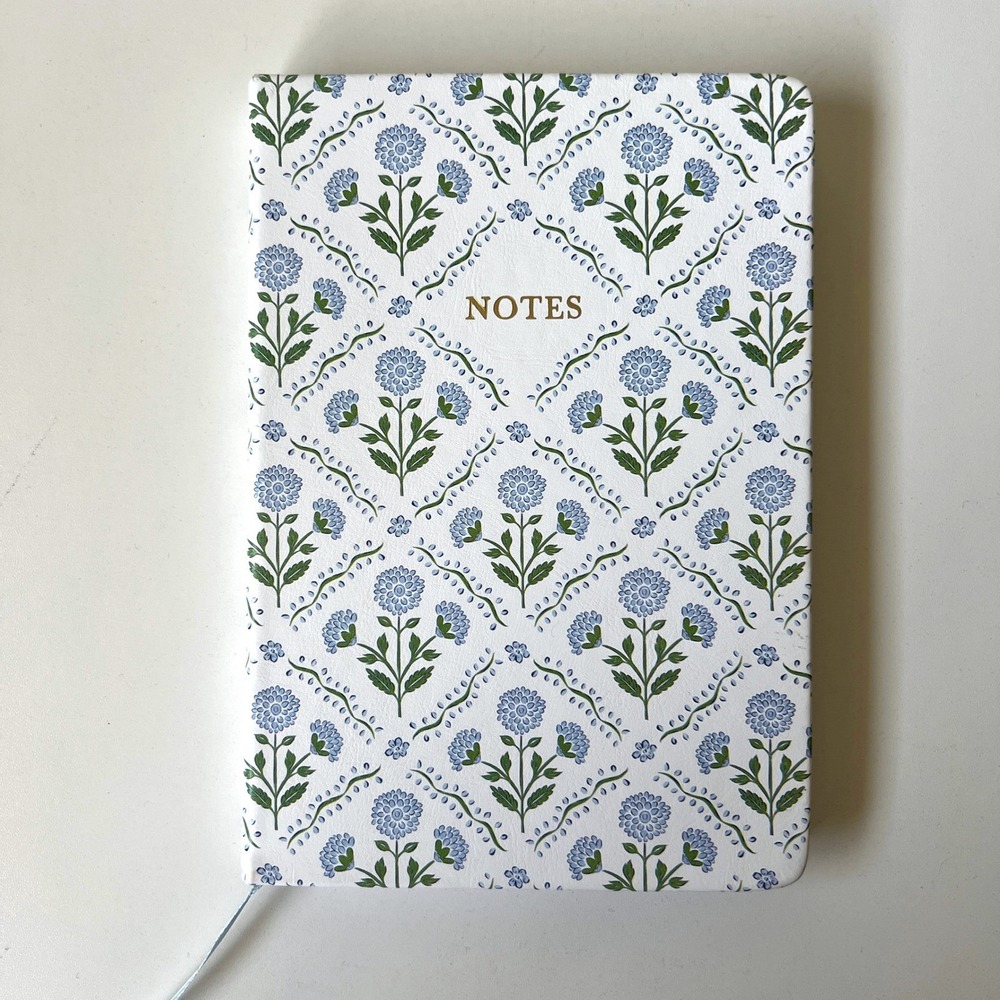 Cherrywood Lane Blue Floral Hardcover Lined Journal Notebook Ribbon Bookmark